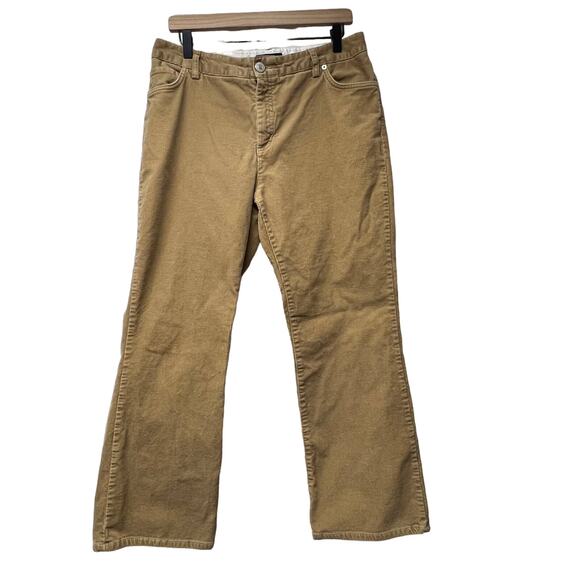 Lands End Bootcut Size 14 High Rise Beige Corduroy Pants Original Fit Lt Stretch - Picture 1 of 4